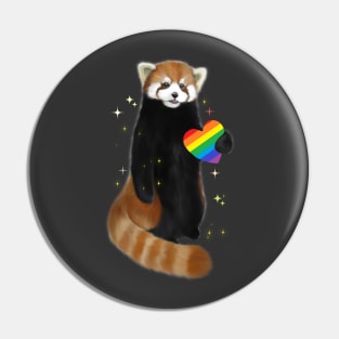 Cute panda with rainbow  heart Pin