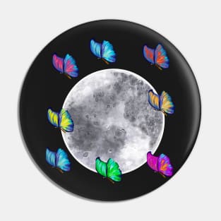 butterflies take the moon - blue Peruvian morpho butterflies With a dash of colour added by artistic license on the moon Pin