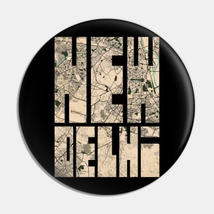 New Delhi, India City Map - Vintage Pin