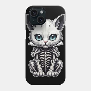 White Skeleton Cat 2 Phone Case