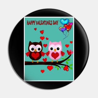 Happy Valentines Day Love Owls Abstract Card Print Pin