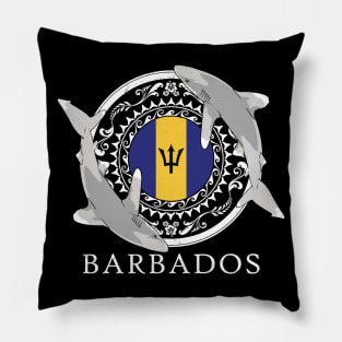 Oceanic Whitetip Shark Flag of Barbados Pillow