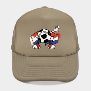 Dabbing Soccer Ball Cartoon Netherlands Dutch Flag Football Hat