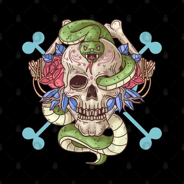 Skeleton with snake by sheelashop