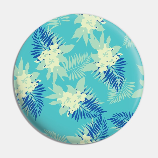 Tommy Vercetti Hawaiian Blue Floral Fern Design Pin by inotyler