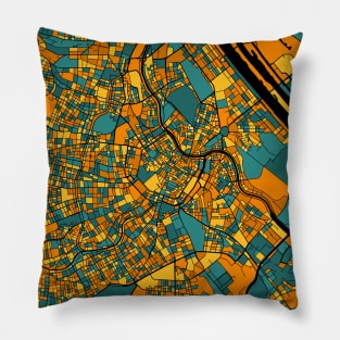 Vienna Map Pattern in Orange & Teal Pillow