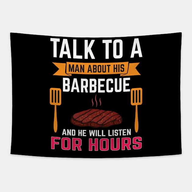 Funny BBQ Grilling Quote Tapestry by LetsBeginDesigns