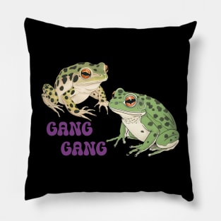 Gang Gang Frog Funny Cute Japanese Art Style Ukiyoe Meme Viral Pillow