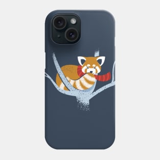 Cute red panda on a tree wearing a scarf // spot illustration Phone Case