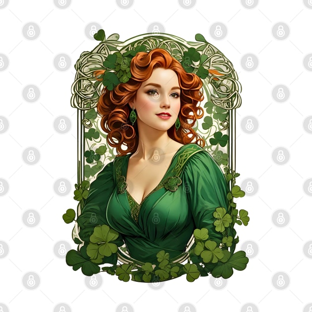 Irish Woman Shamrock St. Patrick's Day retro vintage floral by Neon City Bazaar