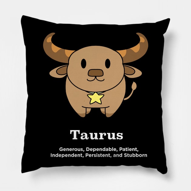 Taurus Horoscope Anime Zodiac Sign April May Birthday Pillow by TheBeardComic