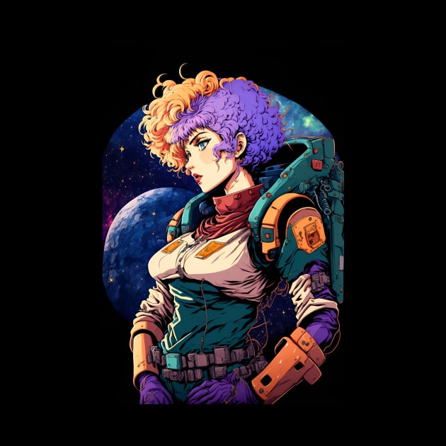 Anime Girl Space Astronaut with Colourful Hair by Bubblebug