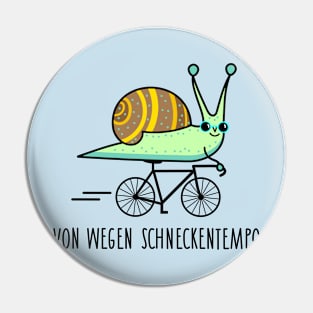 Funny snail rides a bicycle Pin