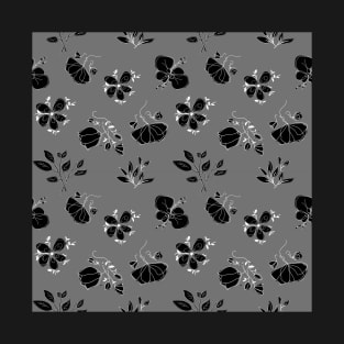 Black Flowers Pattern T-Shirt