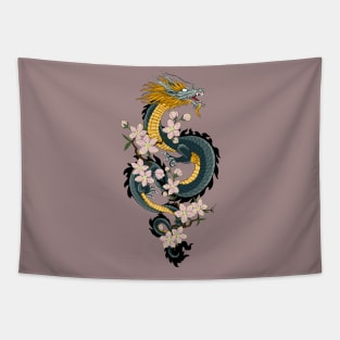 Japanese Dragon and cherry blossoms Tapestry