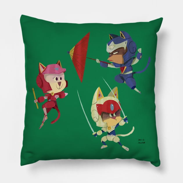 Samurai Pizza Cats Pillow by davidpavon