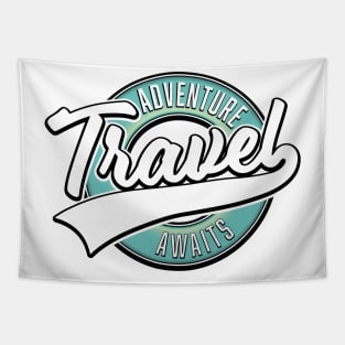 Travel Adventure Awaits vintage logo Tapestry