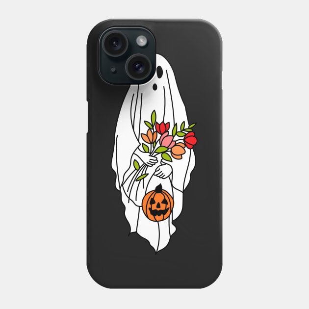 Floral Ghost, Ghost Silhouette, Ghost, Halloween, Pumpkin Phone Case by IstoriaDesign