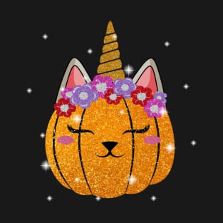 Cat Pumpkin Cute Cat Unicorn Kitty Halloween Thanksgiving T-Shirt