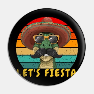 Let's Fiesta Mexican wearing Dino Trex wearing sunglasses Cinco De Mayo  Boys Pin