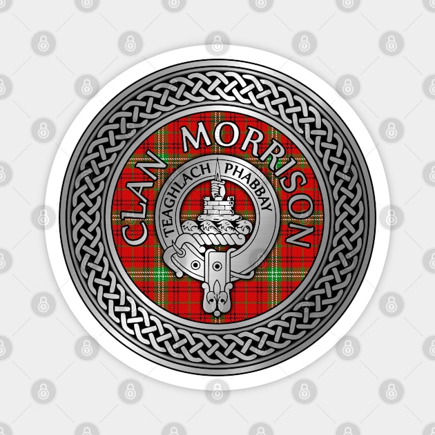 Clan Morrison Crest & Tartan Knot Magnet by Taylor'd Designs