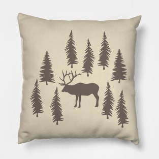 Elk In Forest (Rustic) Pillow