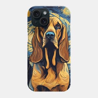 Bloodhound Dog Breed Painting in a Van Gogh Starry Night Art Style Phone Case