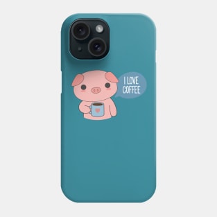 Cute Pig Drinking Coffee T-Shirt Phone Case