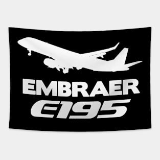Embraer E195 Silhouette Print (White) Tapestry
