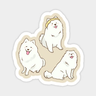 samoyed dogs smiling with tongue out stickers Magnet