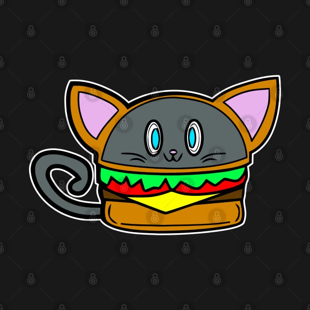 Kitty Cat Cute Kawaii Cheeseburger by MaystarUniverse