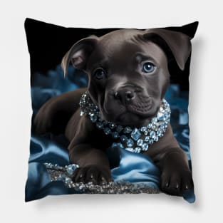 Jewelled Blue Nose Staffy Puppy Pillow