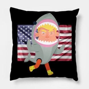 Donald Trump Riding Shark 4th Of July American USA Flag Pillow