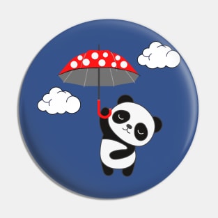 Dreamy Flying Panda Bear with Umbrella Pin