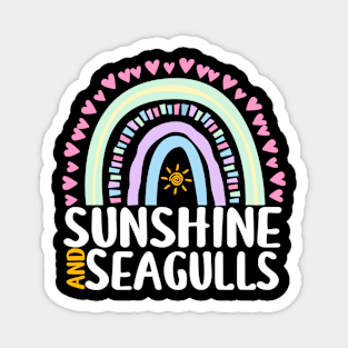 Sunshine and Seagulls Cute Rainbow Gift for Womens Kids Girls Magnet