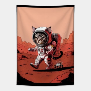 Astronaut cat on mars Tapestry