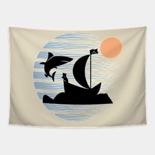 Shark And Pirate Tapestry