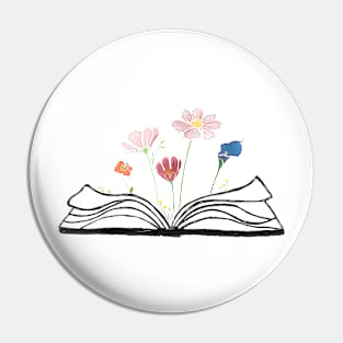 Flowers growing form a book - beautiful reading - blue Pin