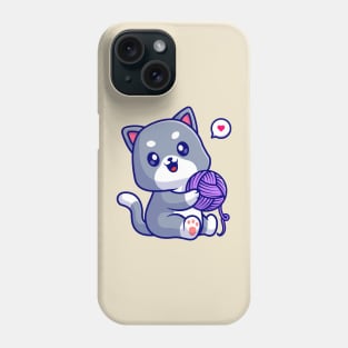 Cute Cat Playing Yarn Ball Cartoon Phone Case