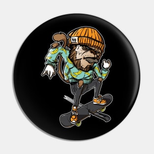 Skateboarding Monkey, Hand Drawn Graffiti Character Pin