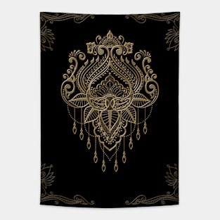 A wonderful filigree golden lotus flower. Tapestry