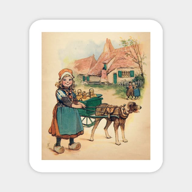 Dutch Girl with Milk Wagon Magnet by reynoldjay