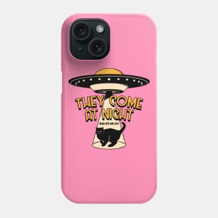 Aliens and Black Cat in pink Phone Case