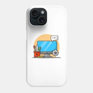 Web Development And SEO Cartoon Vector Icon Illustration Phone Case