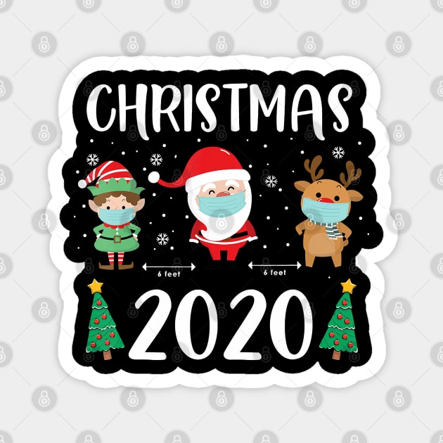 Santa Wearing Mask Elf Reindeer Quarantine Christmas 2020 Family Group Magnet by taluswink