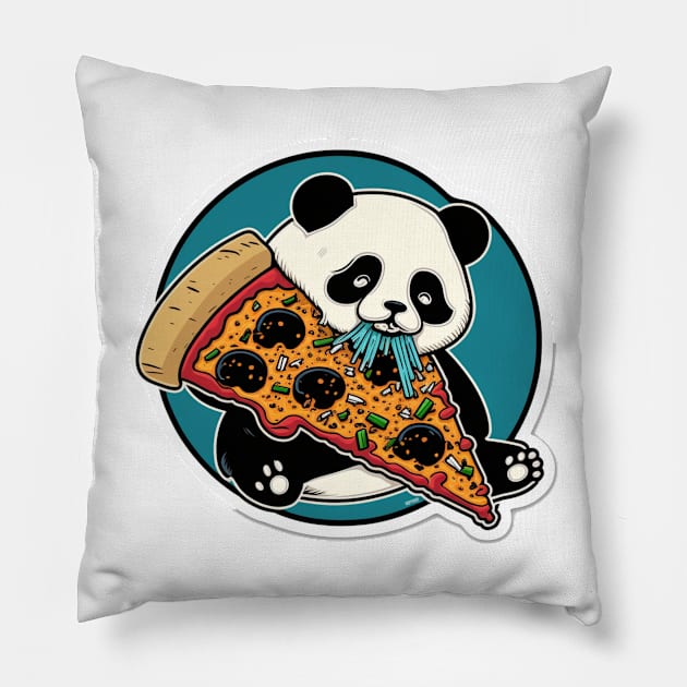 Cute Lovely Panda Eats Pizza Pillow by kiddo200