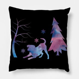 Boxer Dog Winter Snowflakes Art Pillow