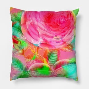 Rose pink with painting watercolor smoke Pillow