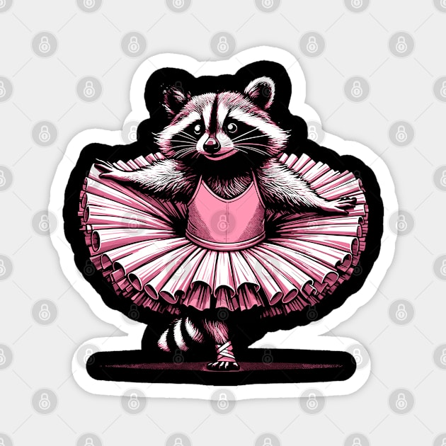 Cute Raccoon Ballet Dance Funny Ballet Magnet by KsuAnn