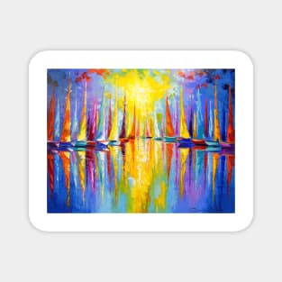 Rainbow sailboats Magnet